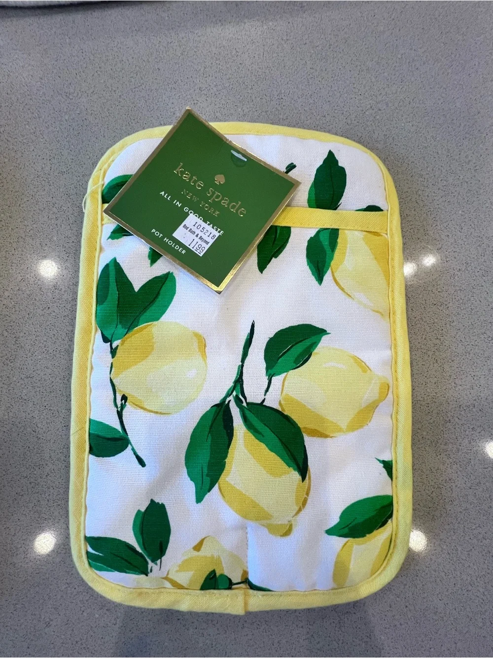 Kate Spade Lemon Oven Mitt, Pot Holder, & Kitchen Towel Set New With Tags